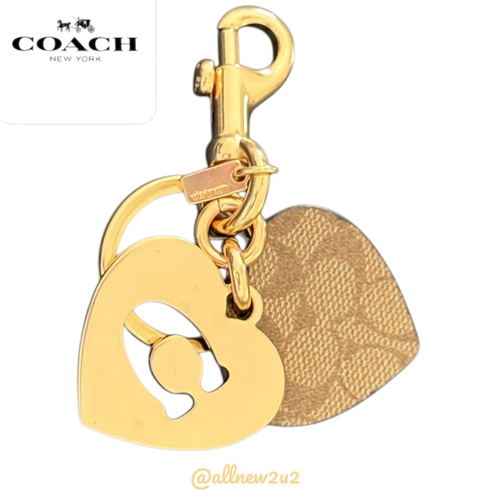 Coach Classic Monogram Heart Keychain Bag Charm - Picture 5 of 14
